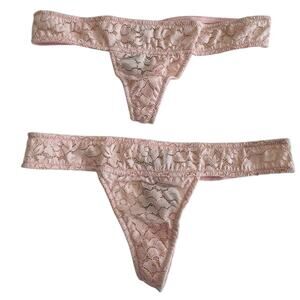 Delicate Lace Thong Set in Soft Pink Two pairs size medium NEW by LIVIARA